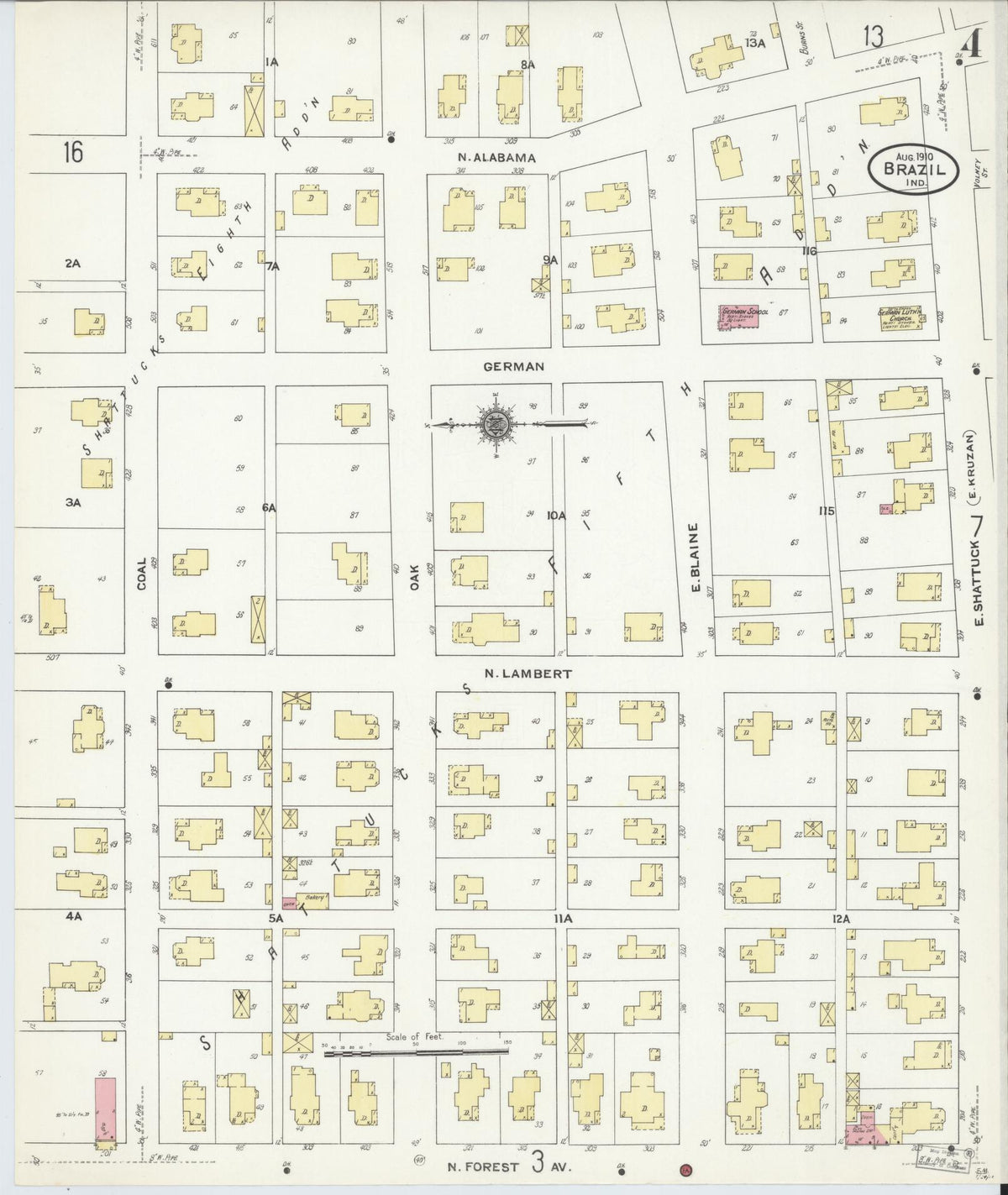 Sanborn Fire Insurance Map from Brazil, Clay County, Indiana (1910), Sheet #0004 - Historic Sanborn Fire Insurance Map Print, vintage old map wall art, antique decor, genealogy gift, Indiana Indiana map