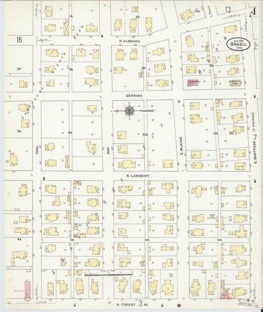 Sanborn Fire Insurance Map from Brazil, Clay County, Indiana (1910), Sheet #0004 - Historic Sanborn Fire Insurance Map Print, vintage old map wall art, antique decor, genealogy gift, Indiana Indiana map
