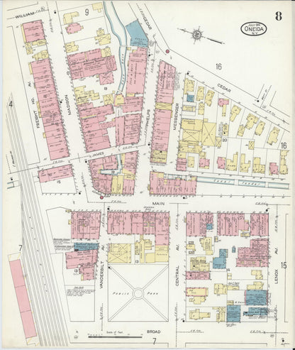 Sanborn Fire Insurance Map from Oneida, Madison County, New York (1914), Sheet #0008 - Complete Map Set gallery image, historic Sanborn map, vintage wall art, New York New York