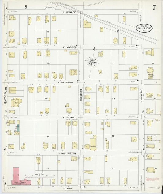 Sanborn Fire Insurance Map from Paulsboro, Gloucester County, New Jersey (1909), Sheet #0007 - Historic Sanborn Fire Insurance Map Print, vintage old map wall art, antique decor, genealogy gift, New Jersey New Jersey map