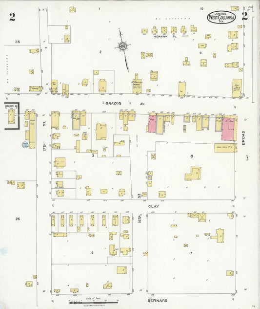 Sanborn Fire Insurance Map from West Columbia, Brazoria County, Texas (1926), Sheet #0002 - Historic Sanborn Fire Insurance Map Print, vintage old map wall art, antique decor, genealogy gift, Texas Texas map