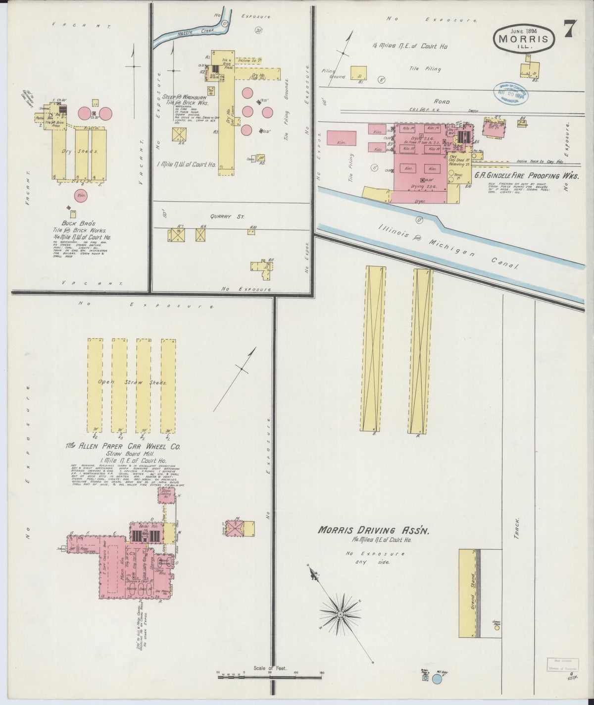 Sanborn Fire Insurance Map from Morris, Grundy County, Illinois (1894), Sheet #0007 - Complete Map Set gallery image, historic Sanborn map, vintage wall art, Illinois Illinois
