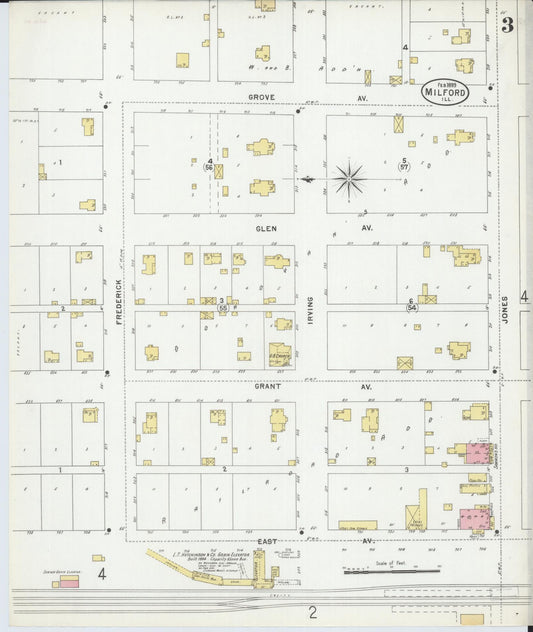Sanborn Fire Insurance Map from Milford, Iroquois County, Illinois (1899), Sheet #0003 - Historic Sanborn Fire Insurance Map Print, vintage old map wall art, antique decor, genealogy gift, Illinois Illinois map