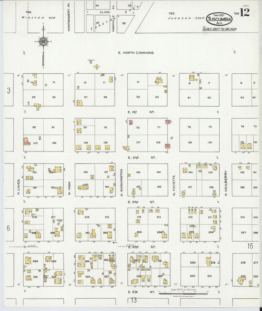 Sanborn Fire Insurance Map from Tuscumbia, Colbert County, Alabama (1921), Sheet #0012