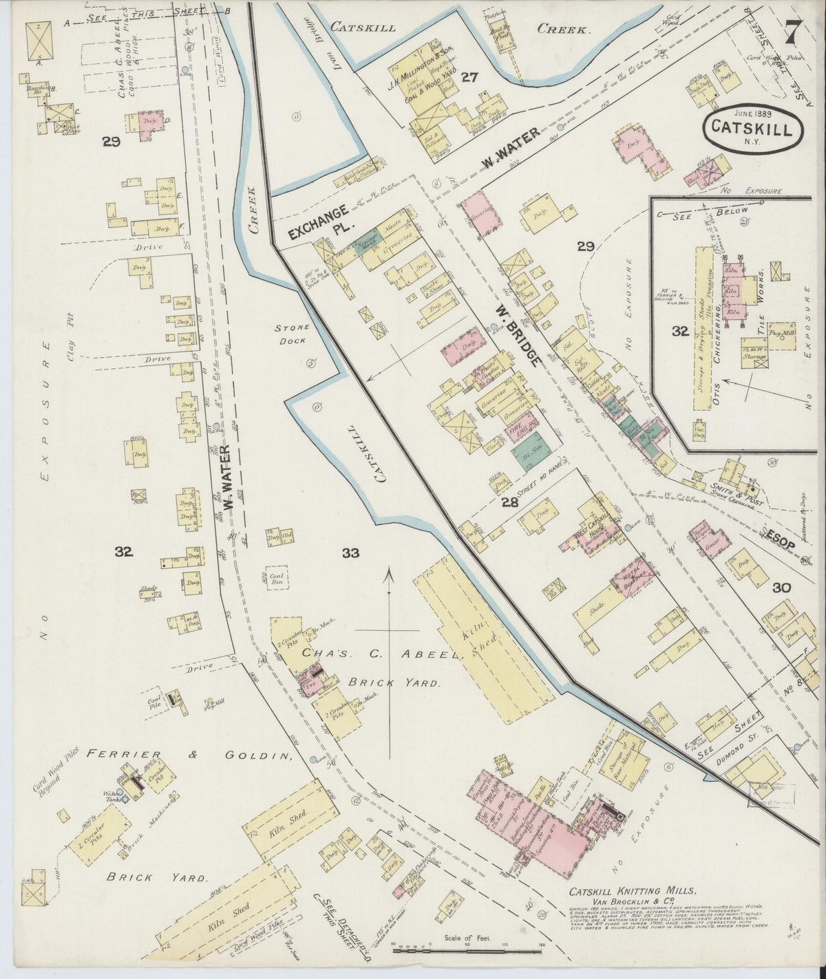 Sanborn Fire Insurance Map from Catskill, Greene County, New York (1889), Sheet #0007 - Historic Sanborn Fire Insurance Map Print, vintage old map wall art, antique decor, genealogy gift, New York New York map