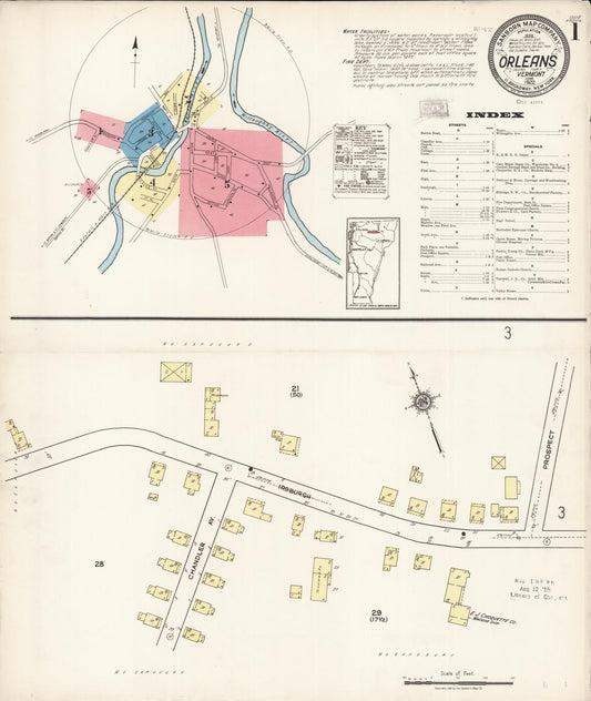 Sanborn Fire Insurance Map from Orleans, Orleans County, Vermont (1922), Sheet #0001 - Historic Sanborn Fire Insurance Map Print, vintage old map wall art, antique decor, genealogy gift, Vermont Vermont map