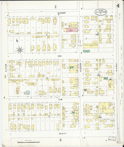 Sanborn Fire Insurance Map from Clinton, Clinton County, Iowa (1897), Sheet #0004 - Historic Sanborn Fire Insurance Map Print
