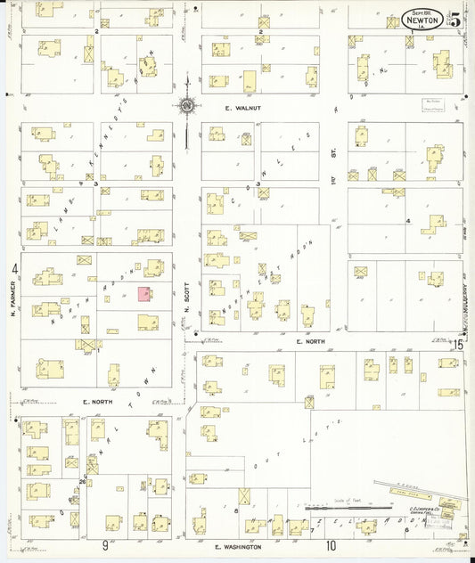 Sanborn Fire Insurance Map from Newton, Jasper County, Iowa (1911), Sheet #0005 - Historic Sanborn Fire Insurance Map Print, vintage old map wall art