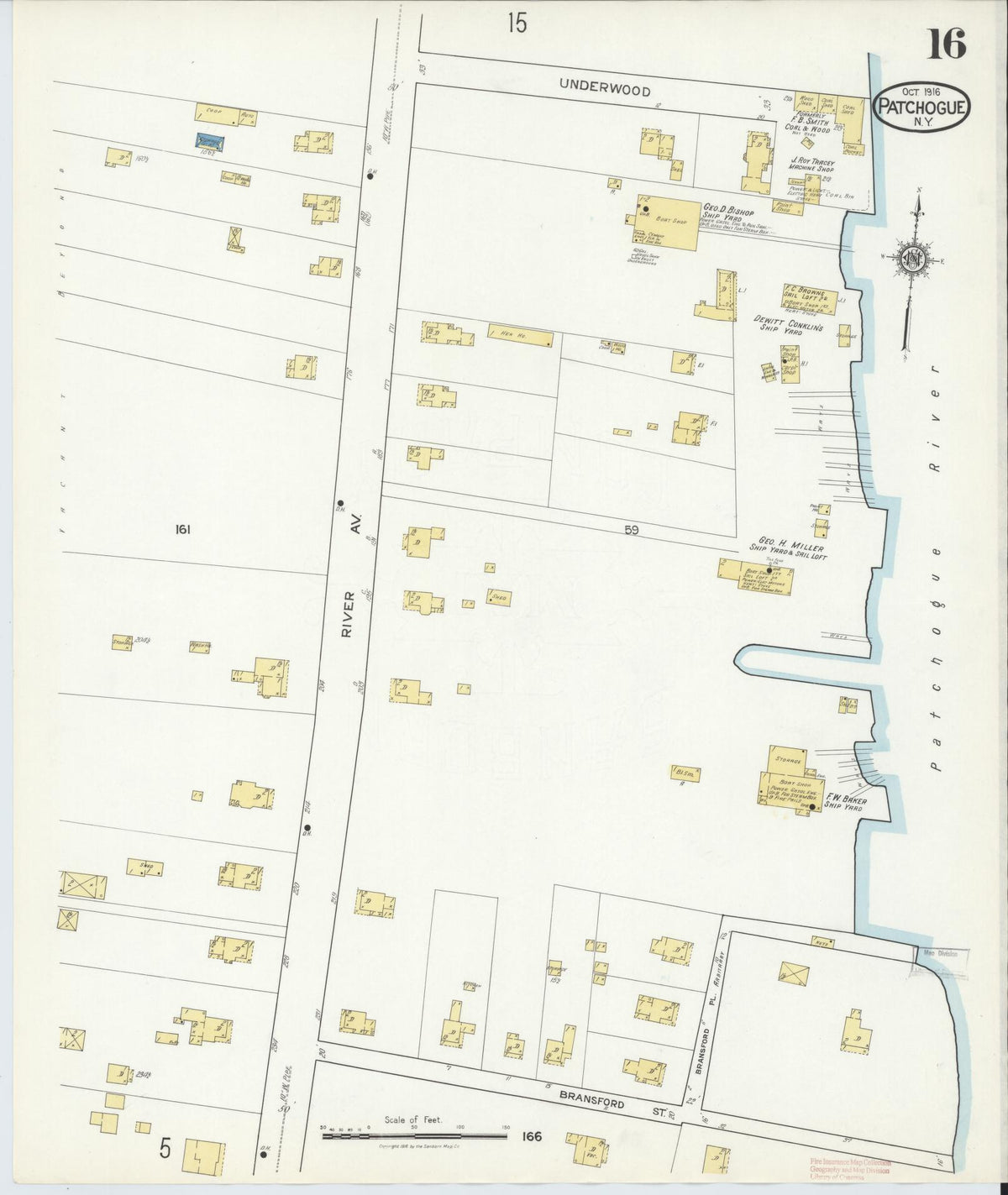 Sanborn Fire Insurance Map from Patchogue, Suffolk County, New York (1916), Sheet #0016 - Complete Map Set gallery image, historic Sanborn map, vintage wall art, New York New York