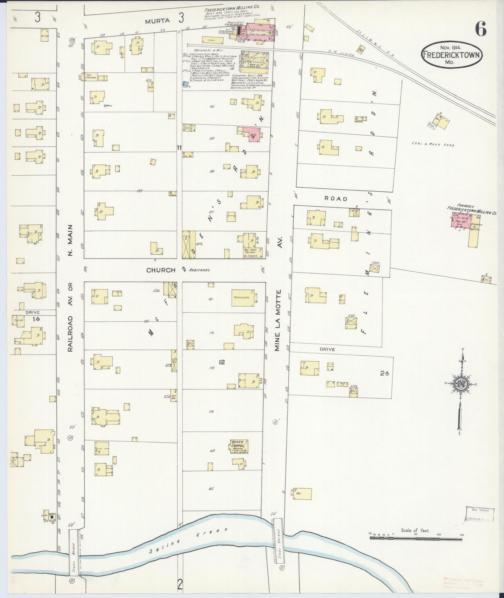 Sanborn Fire Insurance Map from Fredericktown, Madison County, Missouri (1914), Sheet #0006 - Historic Sanborn Fire Insurance Map Print, vintage old map wall art, antique decor, genealogy gift, Missouri Missouri map