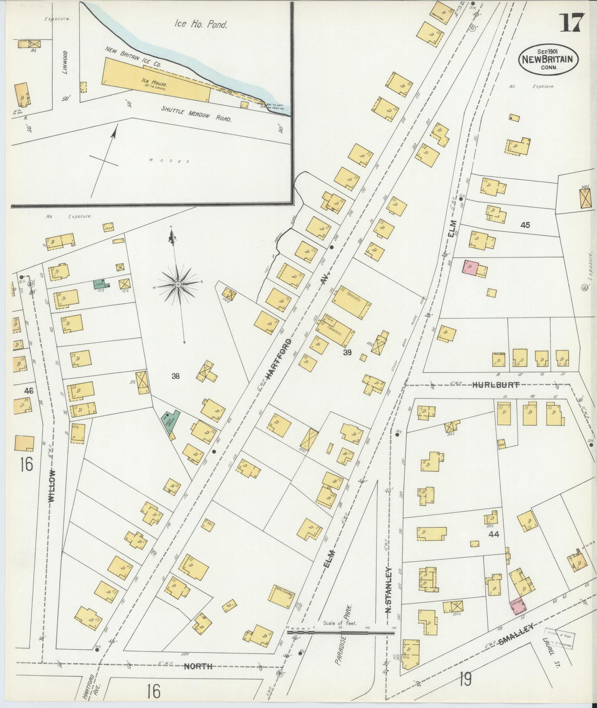 Sanborn Fire Insurance Map from New Britain, Hartford County, Connecticut (1901), Sheet #0017 - Complete Map Set gallery image, historic Sanborn map, vintage wall art, Connecticut Connecticut