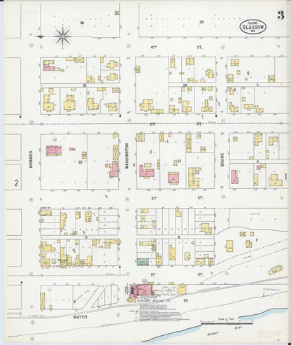 Sanborn Fire Insurance Map from Glasgow, Howard County, Missouri (1900), Sheet #0003 - Historic Sanborn Fire Insurance Map Print, vintage old map wall art, antique decor, genealogy gift, Missouri Missouri map