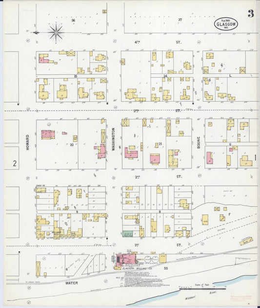 Sanborn Fire Insurance Map from Glasgow, Howard County, Missouri (1900), Sheet #0003 - Historic Sanborn Fire Insurance Map Print, vintage old map wall art, antique decor, genealogy gift, Missouri Missouri map