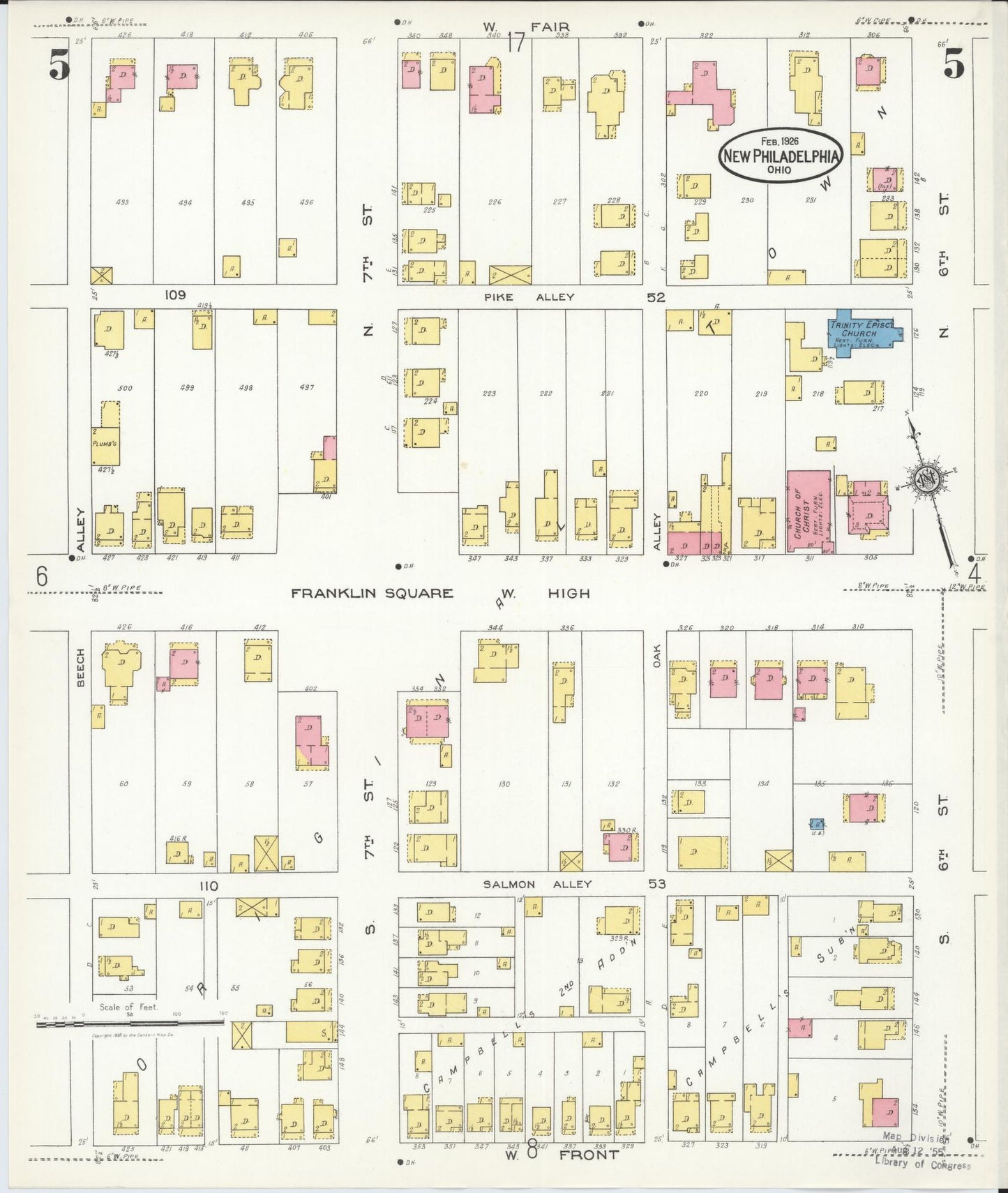 Sanborn Fire Insurance Map from New Philadelphia, Tuscarawas County, Ohio (1926), Sheet #0005 - Complete Map Set gallery image, historic Sanborn map, vintage wall art, Ohio Ohio