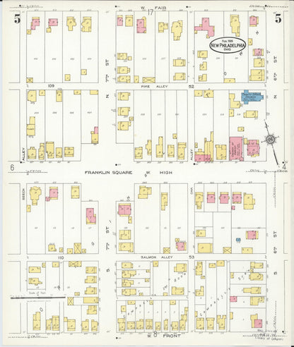 Sanborn Fire Insurance Map from New Philadelphia, Tuscarawas County, Ohio (1926), Sheet #0005 - Complete Map Set gallery image, historic Sanborn map, vintage wall art, Ohio Ohio