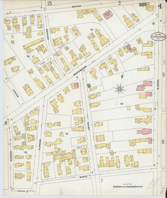 Sanborn Fire Insurance Map from Concord, Merrimack County, New Hampshire (1899), Sheet #0004 - Historic Sanborn Fire Insurance Map Print, vintage old map wall art, antique decor, genealogy gift, New Hampshire New Hampshire map