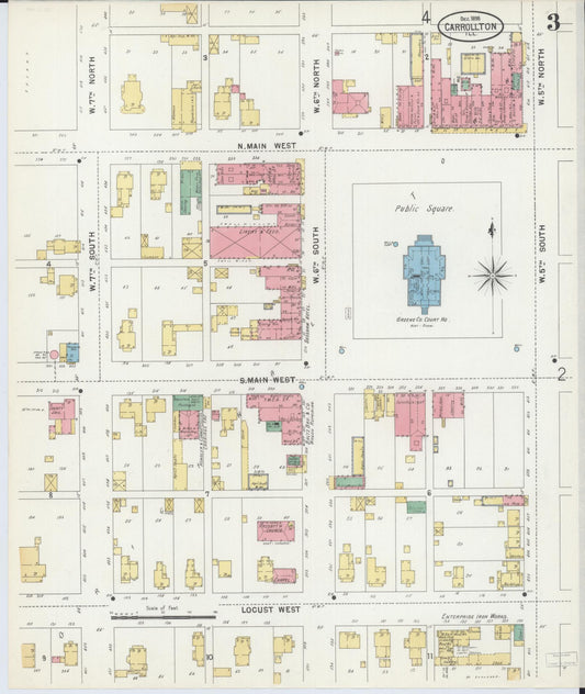 Sanborn Fire Insurance Map from Carrollton, Greene County, Illinois (1898), Sheet #0003 - Historic Sanborn Fire Insurance Map Print, vintage old map wall art, antique decor, genealogy gift, Illinois Illinois map