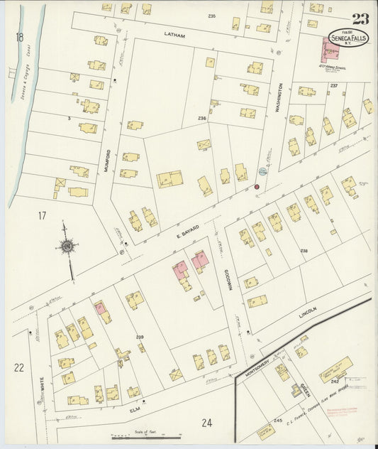 Sanborn Fire Insurance Map from Seneca Falls, Seneca County, New York (1911), Sheet #0023 - Historic Sanborn Fire Insurance Map Print, vintage old map wall art, antique decor, genealogy gift, New York New York map