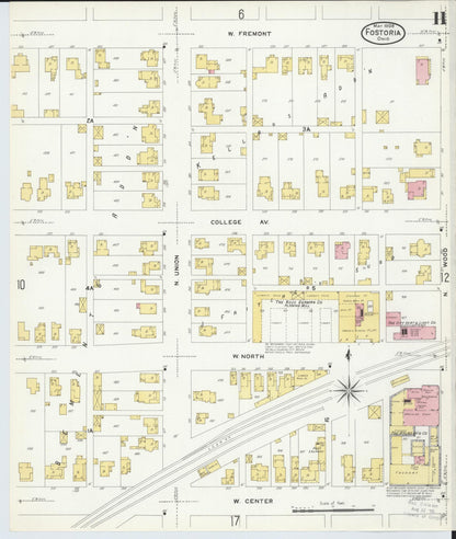 Sanborn Fire Insurance Map from Fostoria, Seneca, Hancock, And Wood Counties, Ohio (1908), Sheet #0011 - Complete Map Set gallery image, historic Sanborn map, vintage wall art, Ohio Ohio