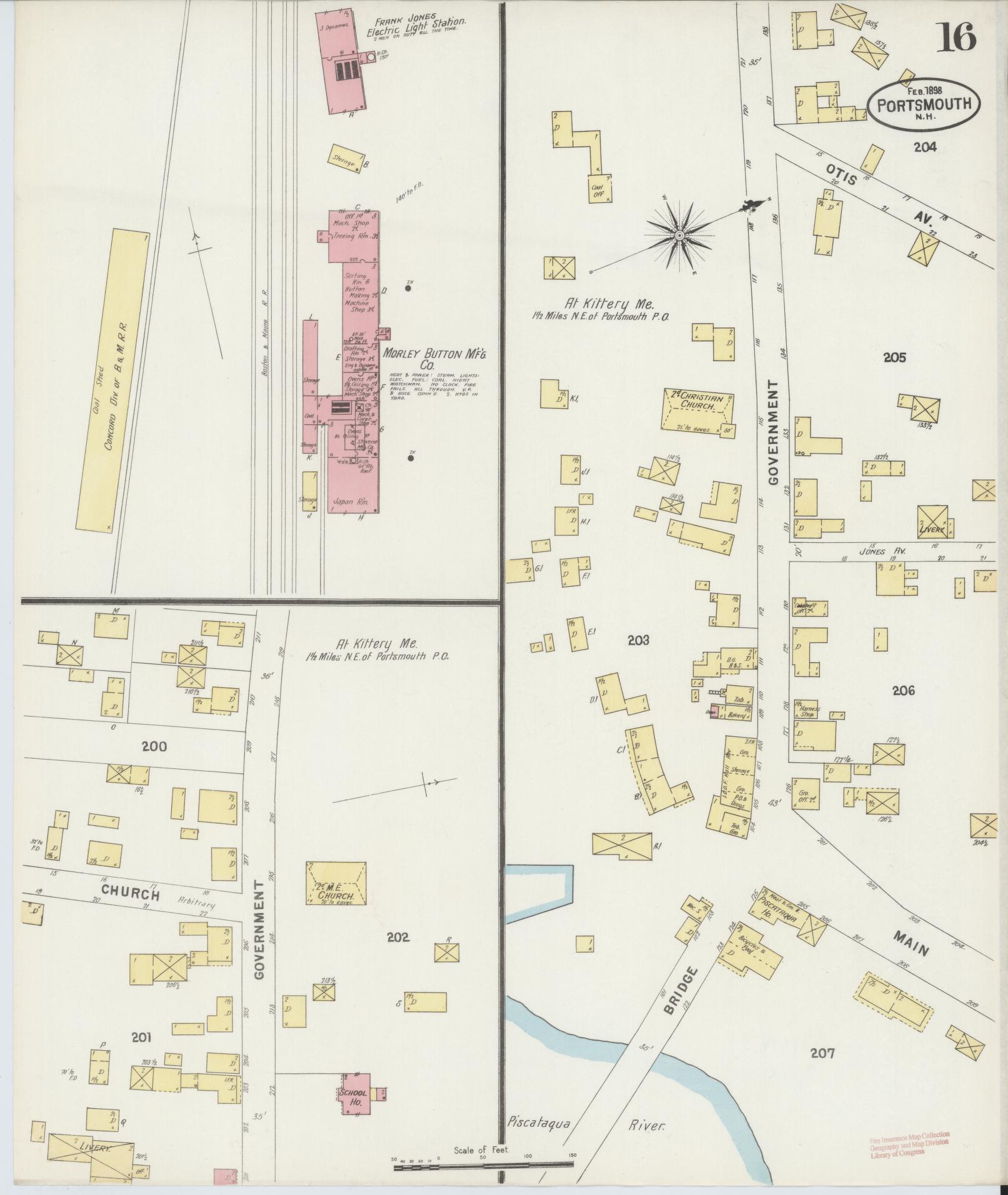 Sanborn Fire Insurance Map from Portsmouth, Rockingham County, New Hampshire (1898), Sheet #0016 - Historic Sanborn Fire Insurance Map Print, vintage old map wall art, antique decor, genealogy gift, New Hampshire New Hampshire map