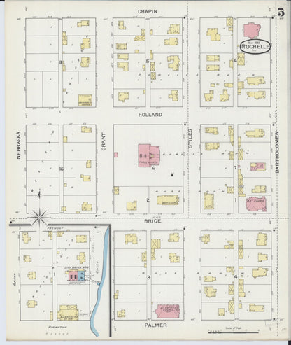 Sanborn Fire Insurance Map from Rochelle, Ogle County, Illinois (1893), Sheet #0005 - Complete Map Set gallery image, historic Sanborn map, vintage wall art, Illinois Illinois