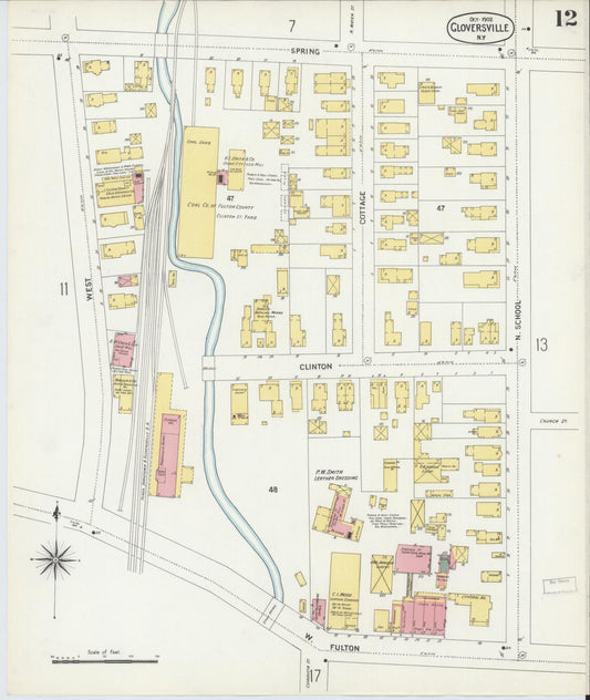 Sanborn Fire Insurance Map from Gloversville, Fulton County, New York (1902), Sheet #0012 - Historic Sanborn Fire Insurance Map Print, vintage old map wall art, antique decor, genealogy gift, New York New York map