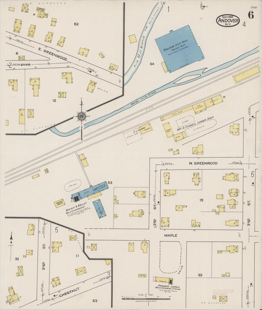 Sanborn Fire Insurance Map from Andover, Allegany County, New York (1922), Sheet #0006 - Historic Sanborn Fire Insurance Map Print, vintage old map wall art, antique decor, genealogy gift, New York New York map