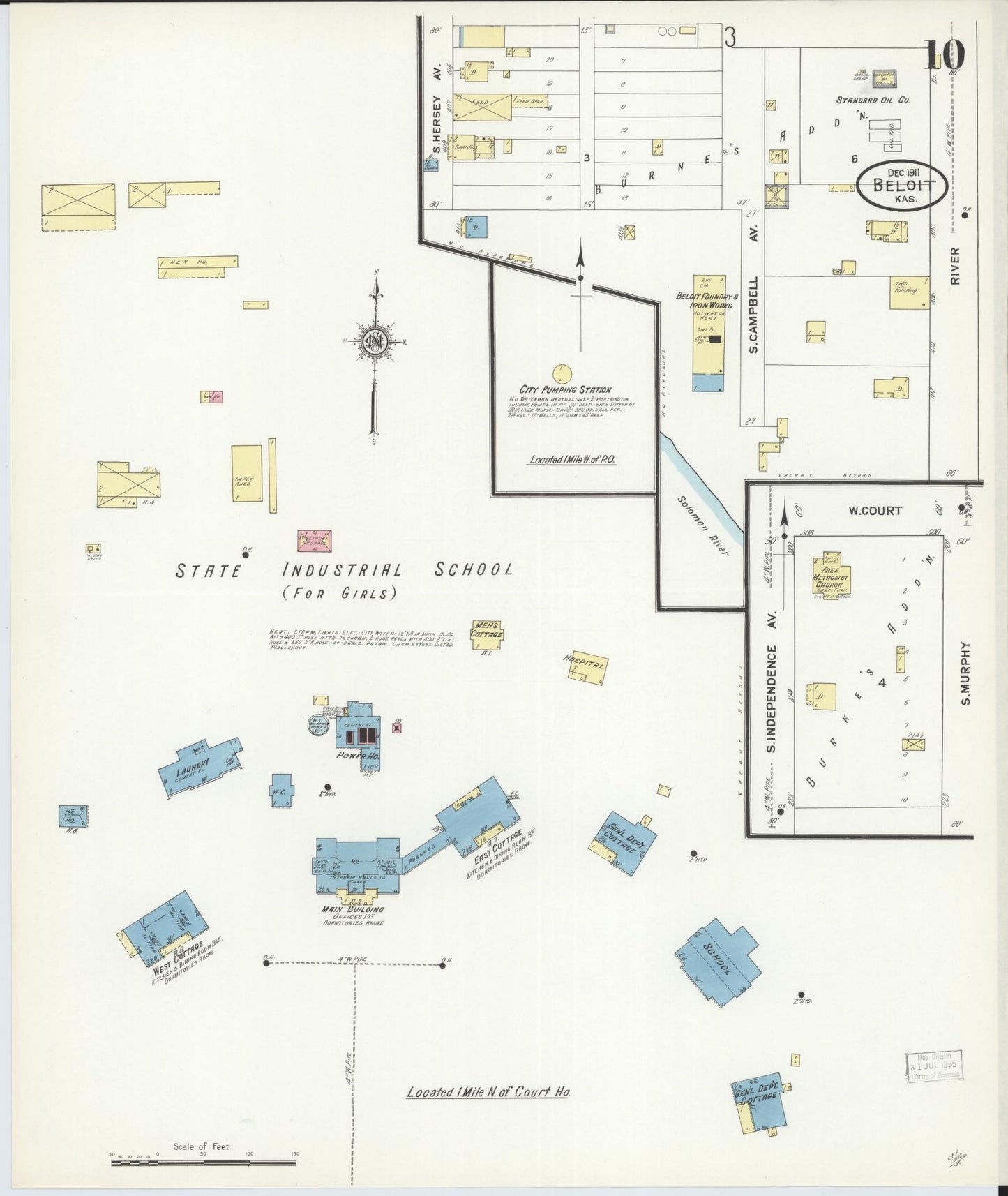 Sanborn Fire Insurance Map from Beloit, Mitchell County, Kansas (1911), Sheet #0010 - Historic Sanborn Fire Insurance Map Print, vintage old map wall art, antique decor, genealogy gift, Kansas Kansas map