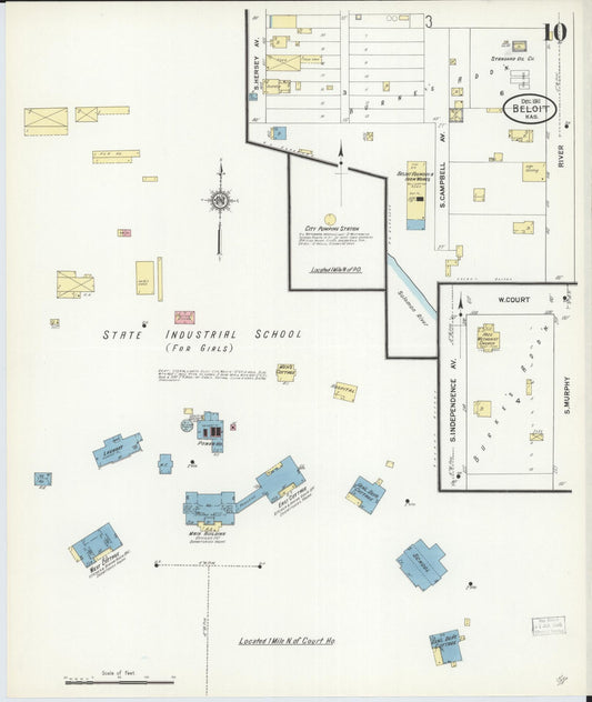Sanborn Fire Insurance Map from Beloit, Mitchell County, Kansas (1911), Sheet #0010 - Historic Sanborn Fire Insurance Map Print, vintage old map wall art, antique decor, genealogy gift, Kansas Kansas map