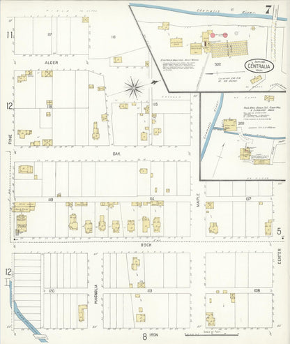 Sanborn Fire Insurance Map from Centralia, Lewis County, Washington (1901), Sheet #0007 - Complete Map Set gallery image, historic Sanborn map, vintage wall art, Washington Washington