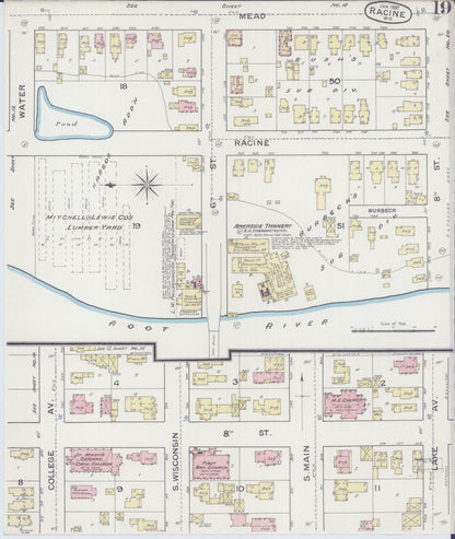 Sanborn Fire Insurance Map from Racine, Racine County, Wisconsin (1887), Sheet #0019 - Complete Map Set gallery image, historic Sanborn map, vintage wall art, Wisconsin Wisconsin