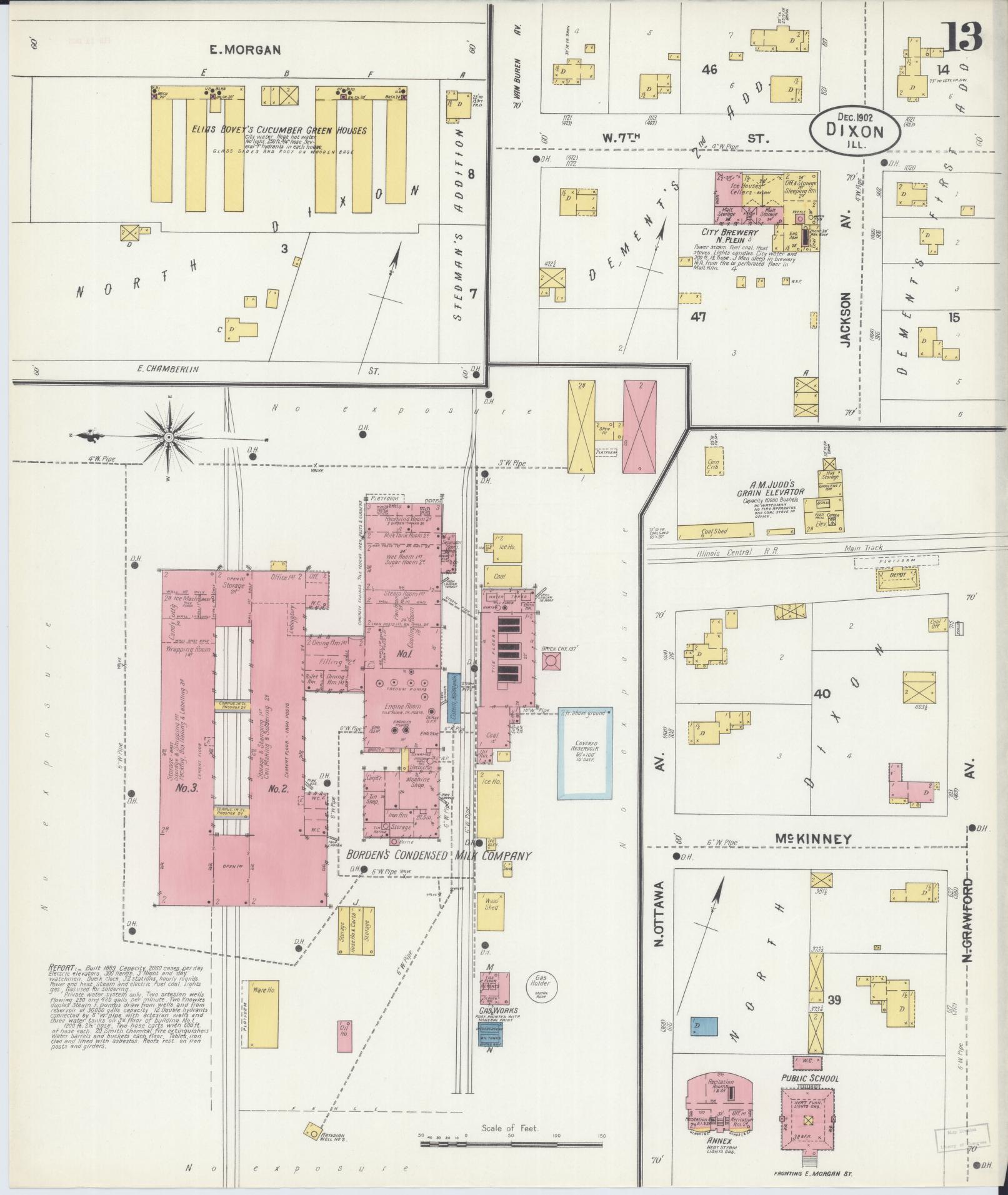 Sanborn Fire Insurance Map from Dixon, Lee County, Illinois (1902), Sheet #0013 - Historic Sanborn Fire Insurance Map Print, vintage old map wall art, antique decor, genealogy gift, Illinois Illinois map