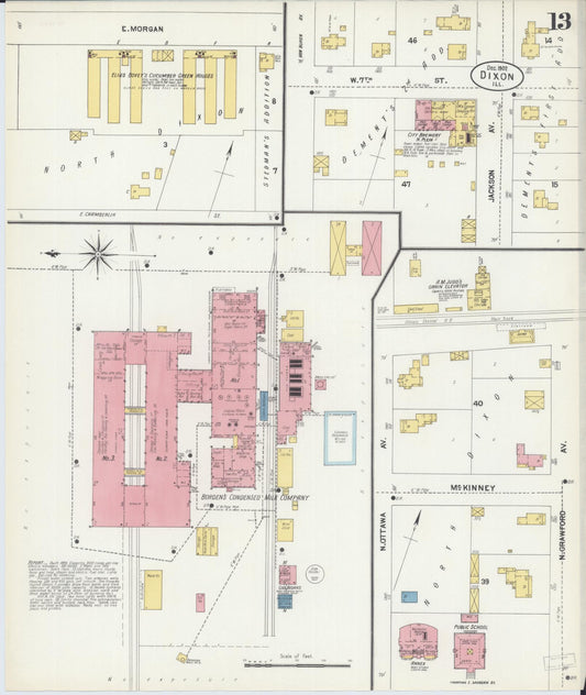 Sanborn Fire Insurance Map from Dixon, Lee County, Illinois (1902), Sheet #0013 - Historic Sanborn Fire Insurance Map Print, vintage old map wall art, antique decor, genealogy gift, Illinois Illinois map