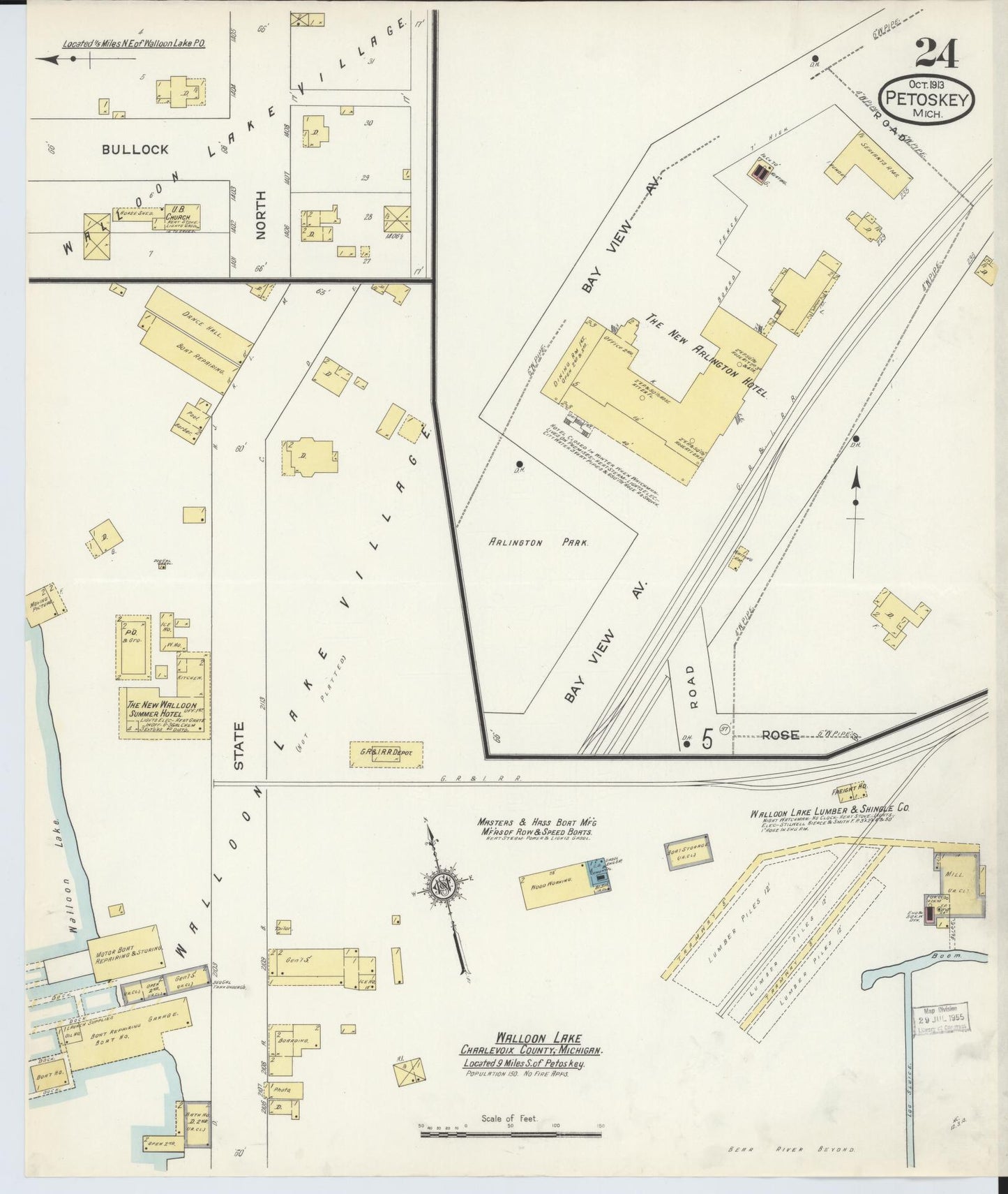 Sanborn Fire Insurance Map from Petoskey, Emmet County, Michigan (1913), Sheet #0024 - Complete Map Set gallery image, historic Sanborn map, vintage wall art, Michigan Michigan