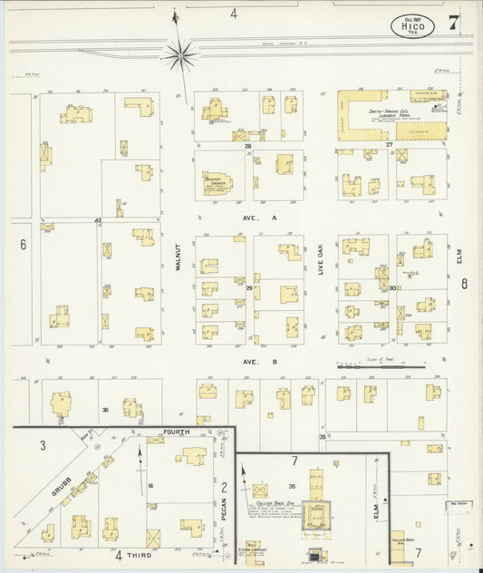 Sanborn Fire Insurance Map from Hico, Hamilton County, Texas (1907), Sheet #0007 - Historic Sanborn Fire Insurance Map Print, vintage old map wall art, antique decor, genealogy gift, Texas Texas map