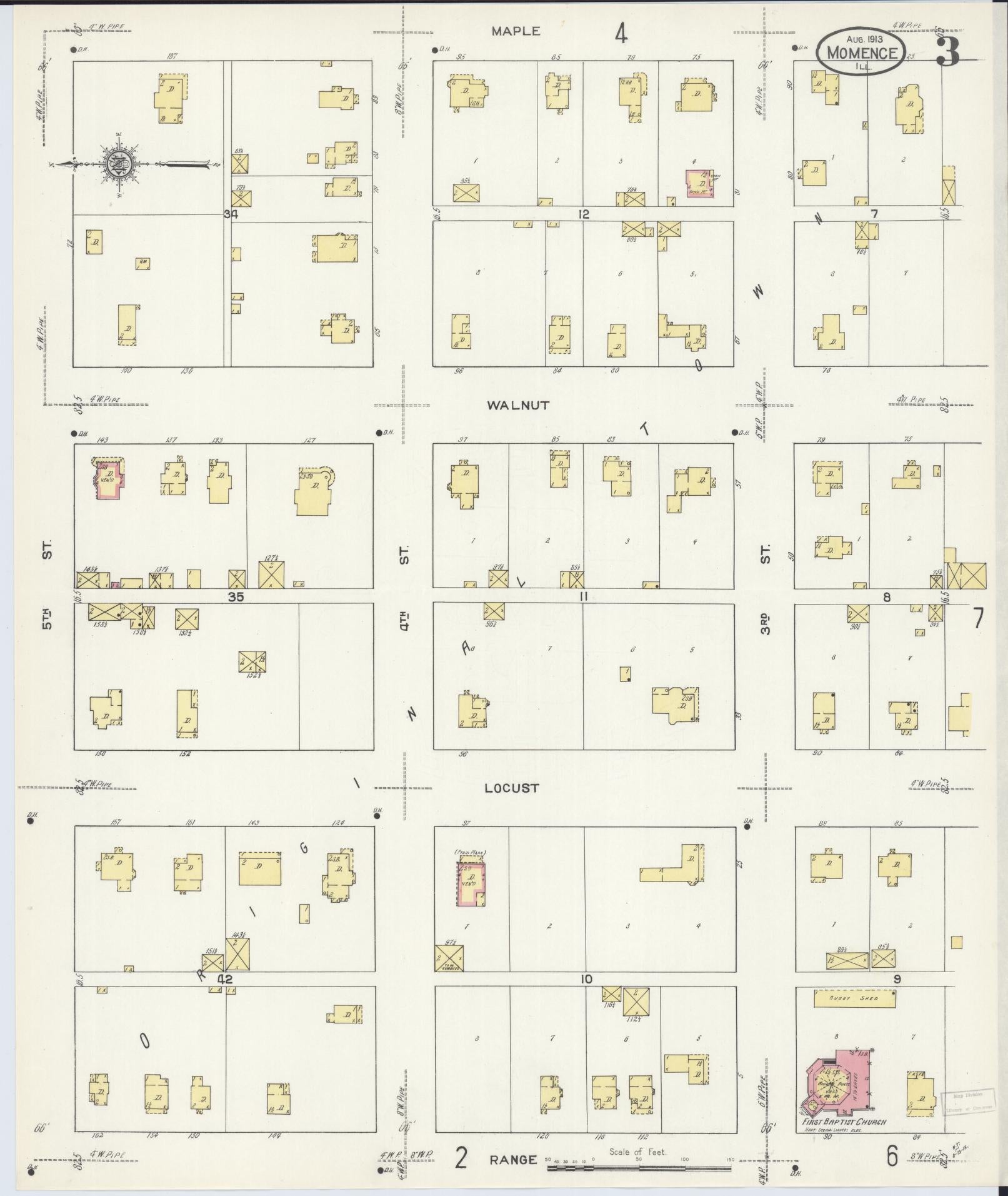 Sanborn Fire Insurance Map from Momence, Kankakee County, Illinois (1913), Sheet #0003 - Complete Map Set gallery image, historic Sanborn map, vintage wall art, Illinois Illinois