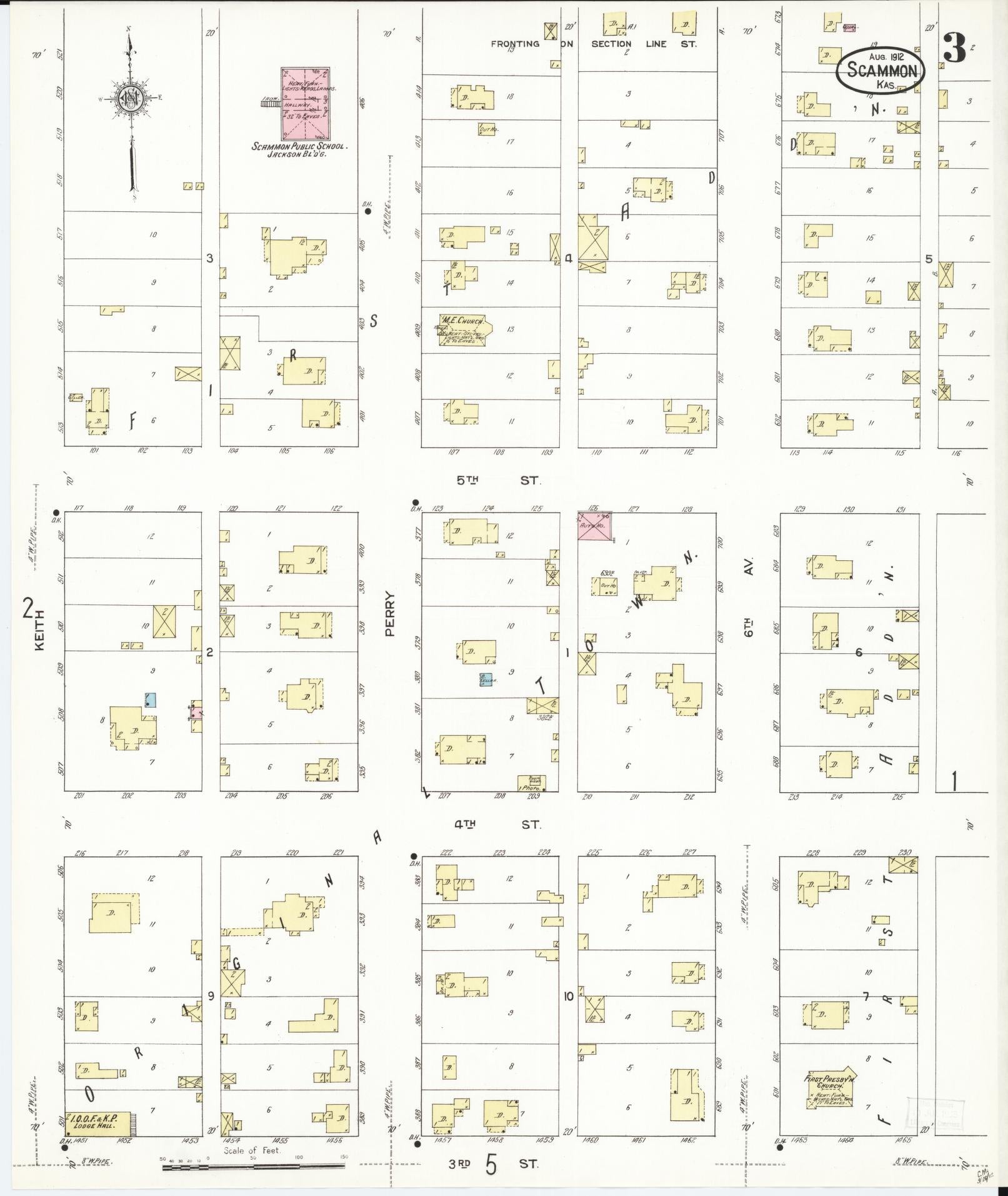Sanborn Fire Insurance Map from Scammon, Cherokee County, Kansas (1912), Sheet #0003 - Complete Map Set gallery image, historic Sanborn map, vintage wall art, Kansas Kansas