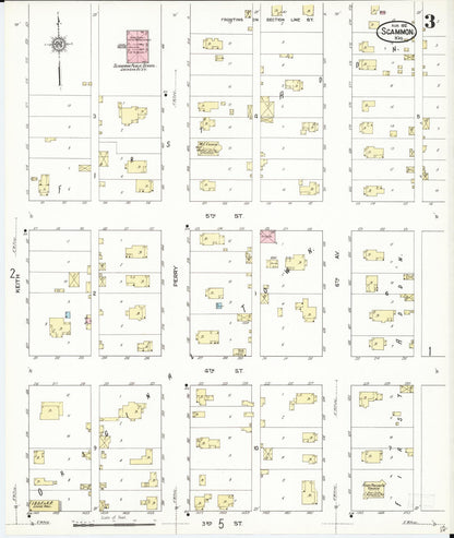 Sanborn Fire Insurance Map from Scammon, Cherokee County, Kansas (1912), Sheet #0003 - Complete Map Set gallery image, historic Sanborn map, vintage wall art, Kansas Kansas