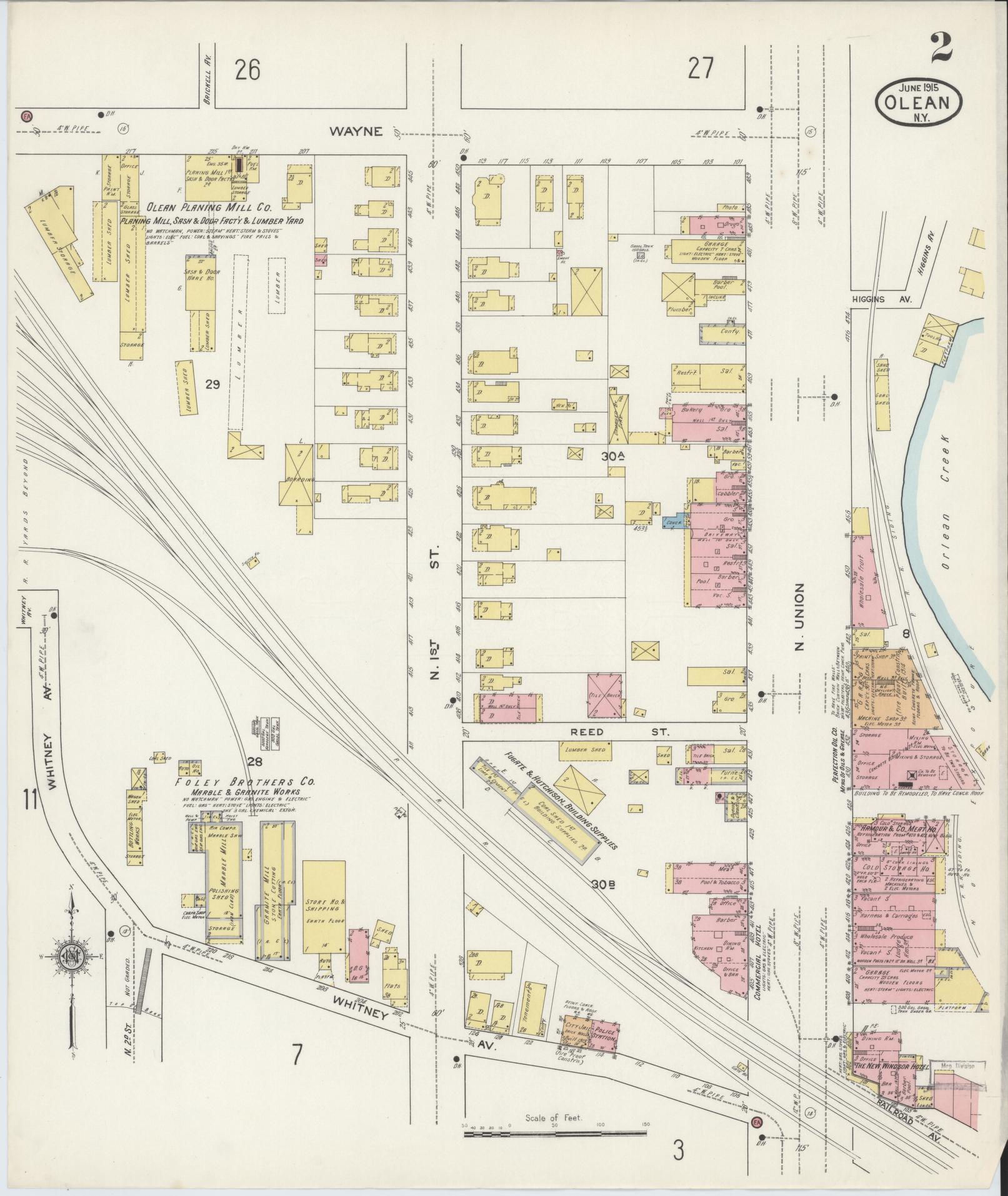 Sanborn Fire Insurance Map from Olean, Cattaraugus County, New York (1915), Sheet #0002 - Complete Map Set gallery image, historic Sanborn map, vintage wall art, New York New York