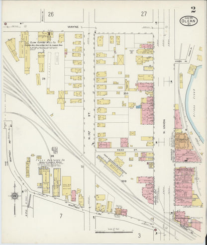 Sanborn Fire Insurance Map from Olean, Cattaraugus County, New York (1915), Sheet #0002 - Complete Map Set gallery image, historic Sanborn map, vintage wall art, New York New York