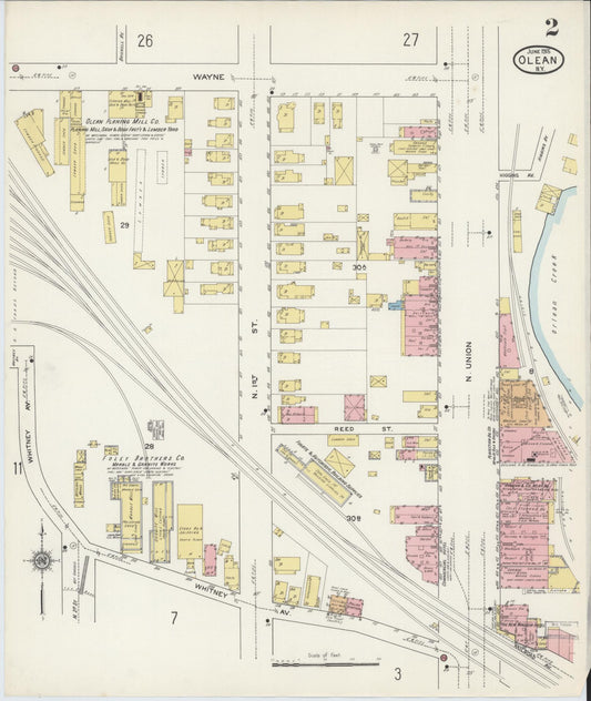 Sanborn Fire Insurance Map from Olean, Cattaraugus County, New York (1915), Sheet #0002 - Complete Map Set gallery image, historic Sanborn map, vintage wall art, New York New York