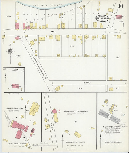 Sanborn Fire Insurance Map from Waynesburg, Greene County, Pennsylvania (1918), Sheet #0010 - Historic Sanborn Fire Insurance Map Print, vintage old map wall art, antique decor, genealogy gift, Pennsylvania Pennsylvania map