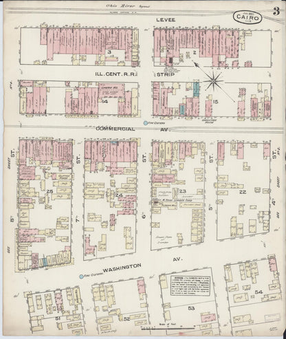 Sanborn Fire Insurance Map from Cairo, Alexander County, Illinois (1885), Sheet #0003 - Complete Map Set gallery image, historic Sanborn map, vintage wall art, Illinois Illinois