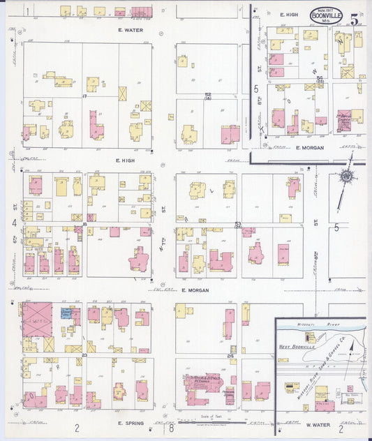 Sanborn Fire Insurance Map from Boonville, Cooper County, Missouri (1917), Sheet #0005 - Historic Sanborn Fire Insurance Map Print, vintage old map wall art, antique decor, genealogy gift, Missouri Missouri map