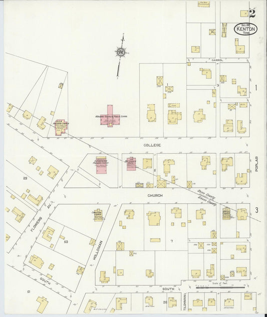 Sanborn Fire Insurance Map from Kenton, Obion And Gibson Counties, Tennessee (1912), Sheet #0002 - Historic Sanborn Fire Insurance Map Print, vintage old map wall art, antique decor, genealogy gift, Tennessee Tennessee map