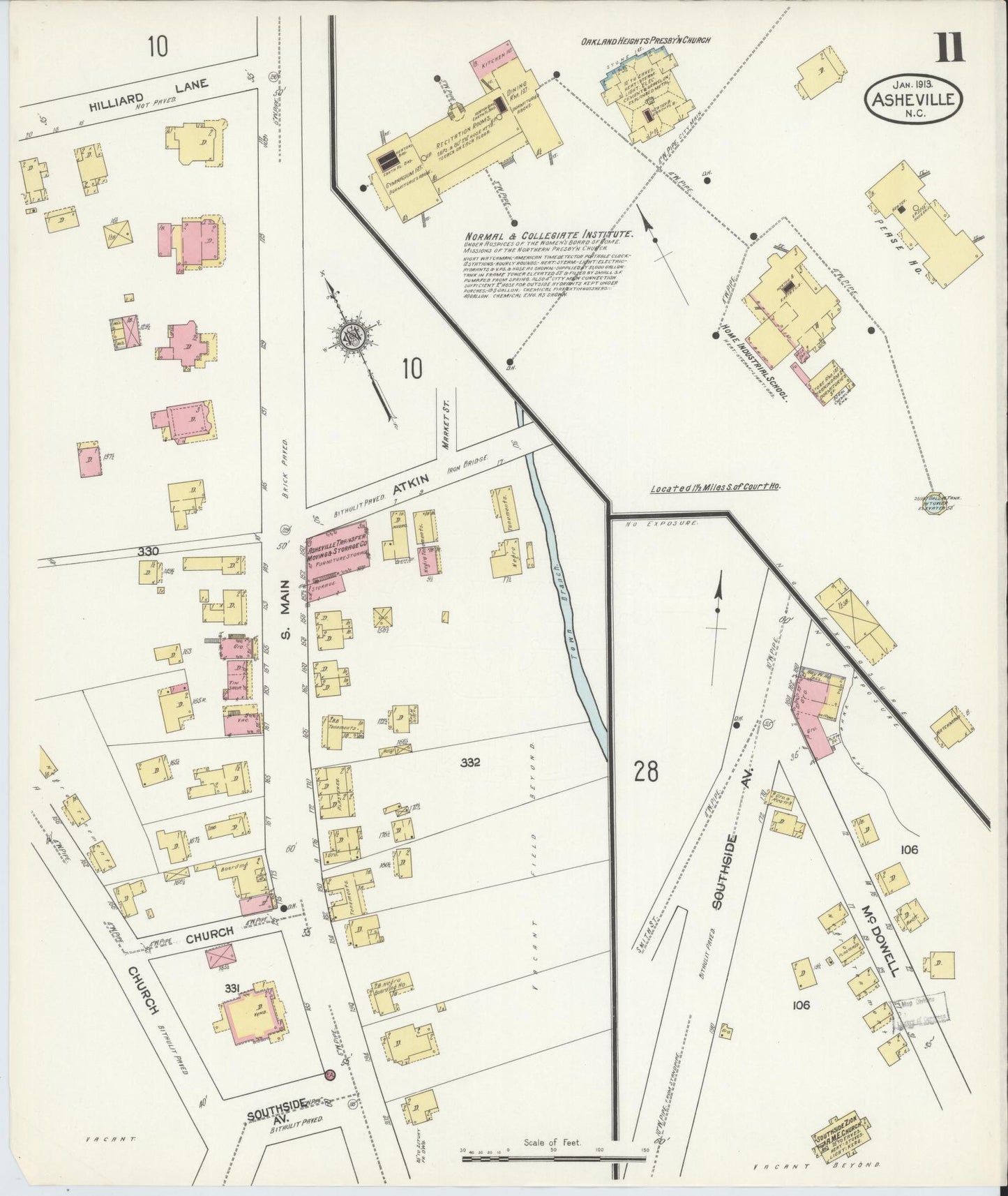 Sanborn Fire Insurance Map from Asheville, Buncombe County, North Carolina (1913), Sheet #0011 - Complete Map Set gallery image, historic Sanborn map, vintage wall art, North Carolina North Carolina