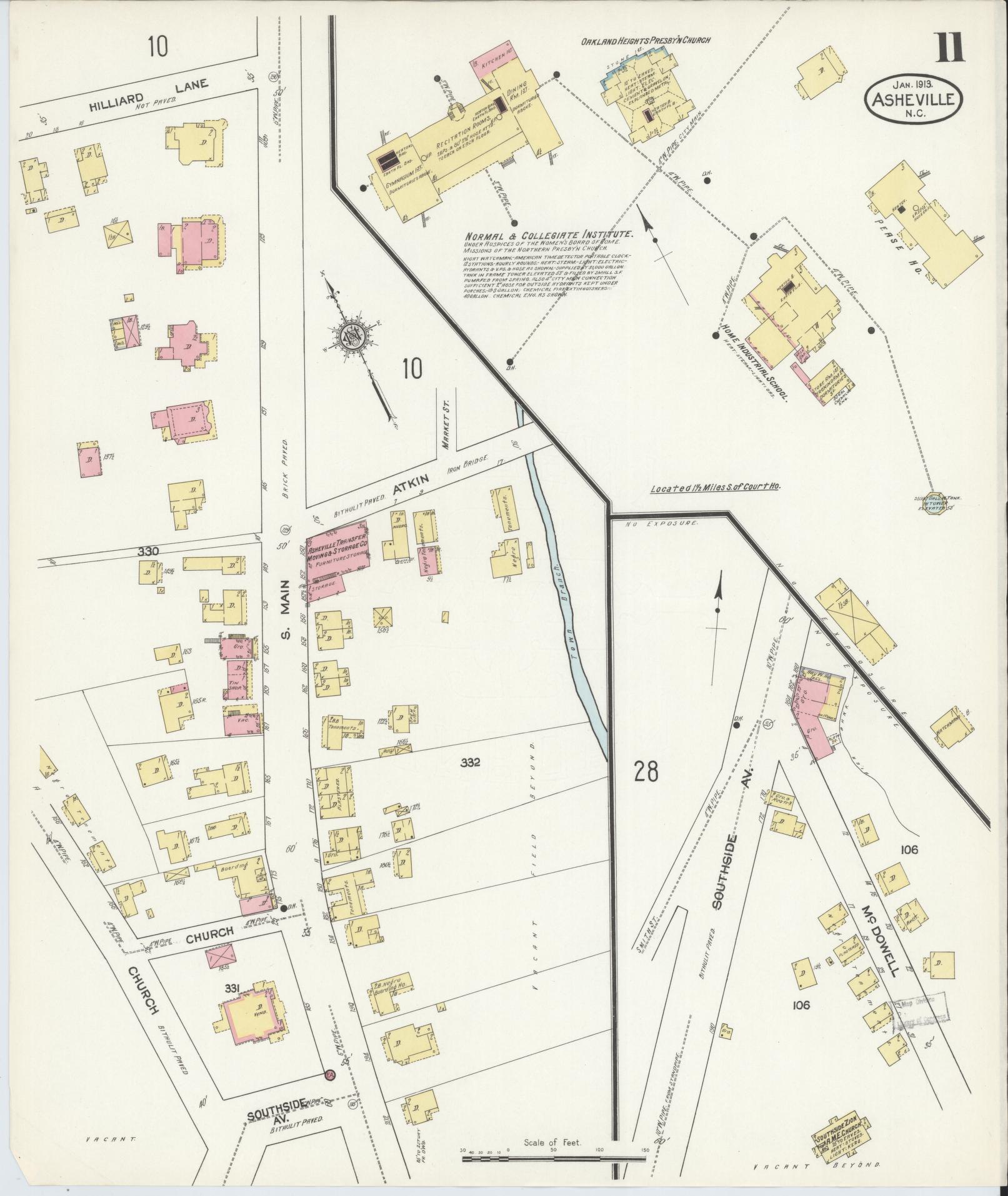 Sanborn Fire Insurance Map from Asheville, Buncombe County, North Carolina (1913), Sheet #0011 - Complete Map Set gallery image, historic Sanborn map, vintage wall art, North Carolina North Carolina