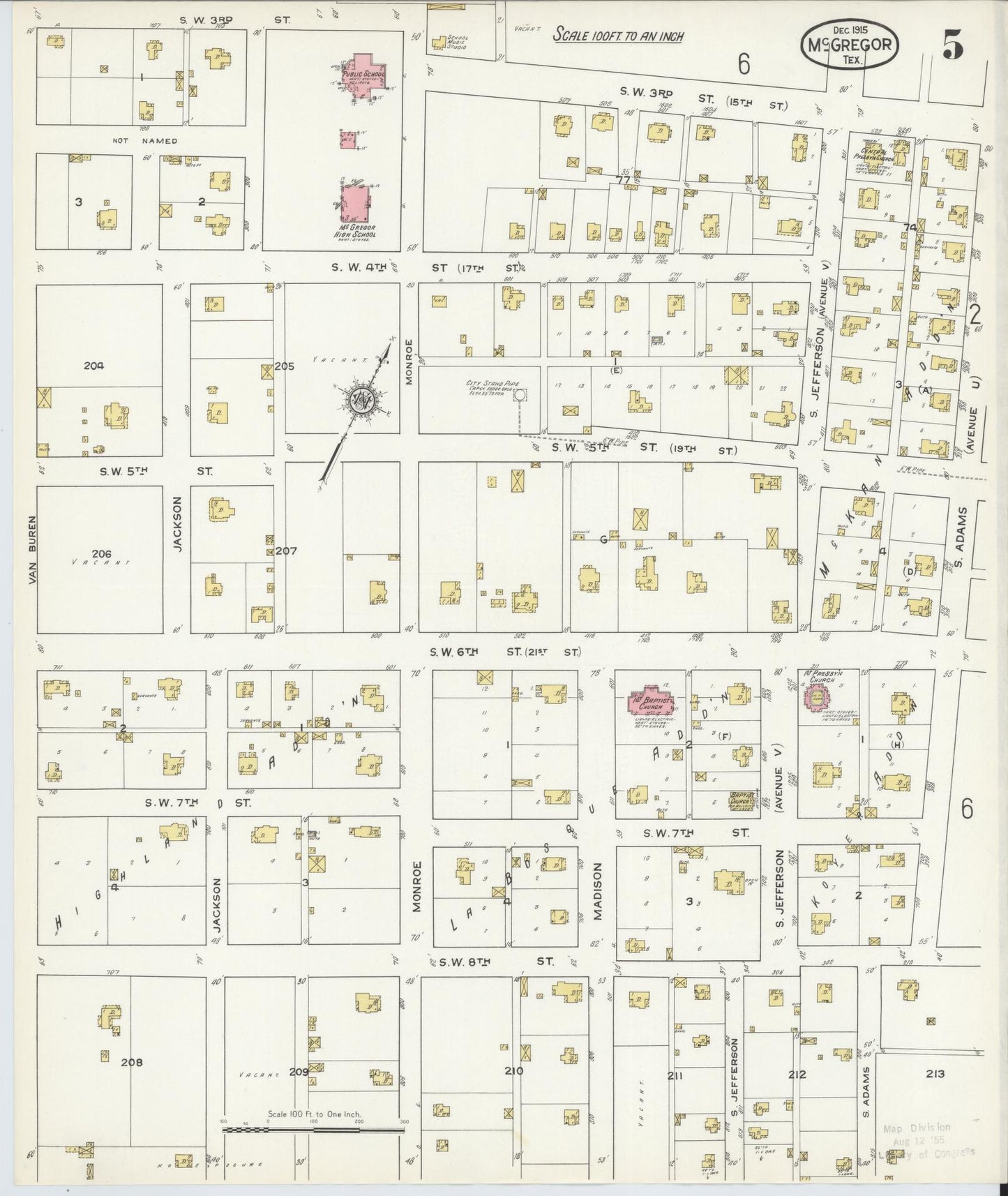 Sanborn Fire Insurance Map from McGregor, McLennan County, Texas (1915), Sheet #0005 - Complete Map Set gallery image, historic Sanborn map, vintage wall art, Texas Texas
