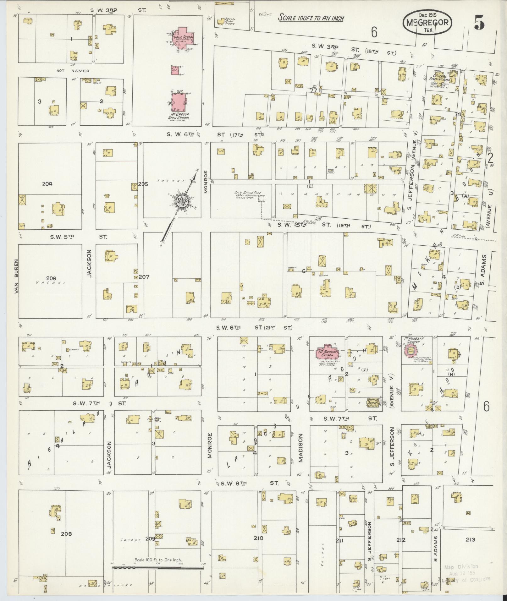 Sanborn Fire Insurance Map from McGregor, McLennan County, Texas (1915), Sheet #0005 - Complete Map Set gallery image, historic Sanborn map, vintage wall art, Texas Texas