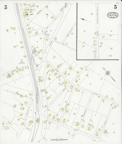 Sanborn Fire Insurance Map from Heflin, Cleburne County, Alabama (1930), Sheet #0005 - Complete Map Set gallery image, historic Sanborn map, vintage wall art, Alabama Alabama